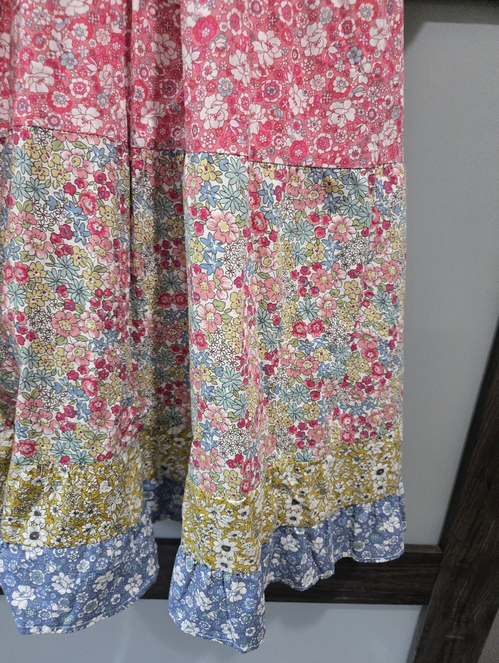 Hyacinth House Peasant Colorblock Floral Midi Dress Tiered boho M - Picture 6 of 7